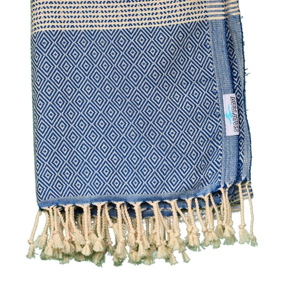 Salt Rag Beach Towel - "Blue Captain Rag" [Sand Free Turkish Beach Towel] - Picture 4 of 4